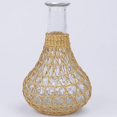 Cham Living室內藤編玻璃透明花瓶 H00157 B型, 混合顏色