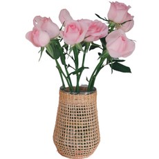 Cham Living 居家裝飾藤編透明玻璃花瓶 H00151, 混合色