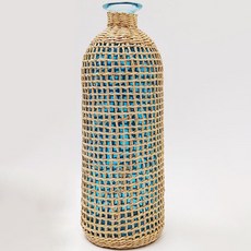 Charm Living室內藤編玻璃透明花瓶 H00171, 藍色