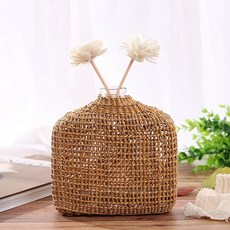 Cham Living室內藤編玻璃透明花瓶 H00160 A, 混合顏色