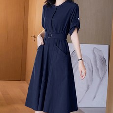 ATTERLIC 零售口袋長版傘狀洋裝 01752 含大尺碼, 海軍藍