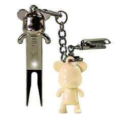 玩具熊高爾夫推桿套固定器果嶺修復器禮盒組, 1套, 黃色