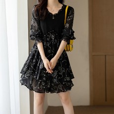 아뗄릭 쉬폰 레이 프릴 미니 원피스 01746 빅사이즈 포함