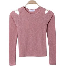 시크블랙 여성용 브레월 쫀쫀 숄더트임 니트 긴팔티 cpt11949k3