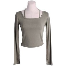 린다샵 여성용 르멘슈 스퀘어넥 슬림핏 무지 긴팔 티셔츠 cpt11771k31