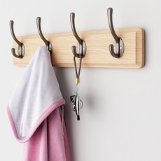 The Hans 木質復古壁掛4鉤掛勾, 米色, 1個