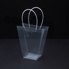 Mihwabujang PVC塑膠花束盆栽植物禮物蛋糕包裝透明長型大型購物袋, 01 梯形 小, 5個