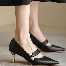 Paperments 簡約珍珠金屬鞋跟婚禮派對細高跟鞋 01125