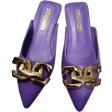 페이퍼먼츠 여성용 골든링 스틸레토 플랫 뮬 단화 01119