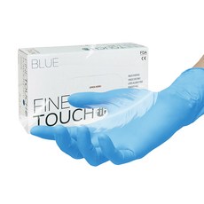 Fine Touch 乳膠一次性牛奶套組野營美容洗車適合丁腈手套, 100個, 大(L), 坑藍