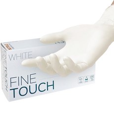 Fine Touch 乳膠一次性餐具套組野營美容洗車丁腈手套, 100個, 100件, 小(S), Clova White