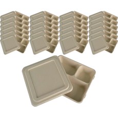 Swan竹漿容器沙拉便當盒 4格容器含蓋, 25個, 1件