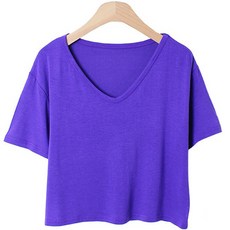 시크블랙 여성용 베레닛 베이직 크롭 스판 반팔티 cpt11973k32