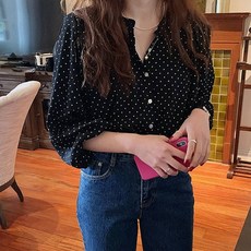 Dubeom女款寬鬆版型圓點襯衫
