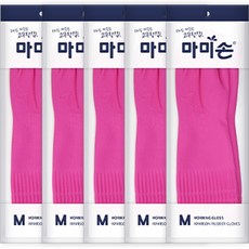 Mamison Morning Gloss 橡膠手套雙手套組, 5個, 粉色, 中( M)
