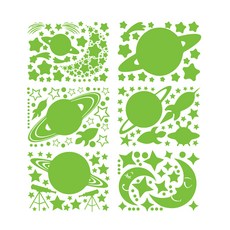 나음다름 우주 야광 벽지 꾸미기 스티커 6종 세트, 그린