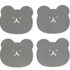 에이드엘 곰 실리콘 컵받침 4p, 다크그레이, 1세트