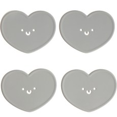 에이드엘 하트 실리콘 컵받침 4p, 라이트그레이, 1세트