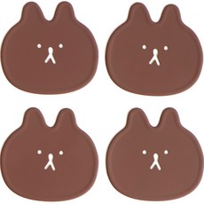ade.l 兔子矽膠杯墊 4入, 巧克力棕色