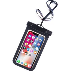 하이어리 PVC 목걸이 휴대폰 방수팩, 블랙, 1개