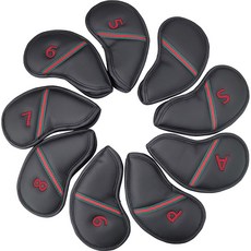 BRENCE 紅綠線條高爾夫球桿套 9件組, 紅+綠