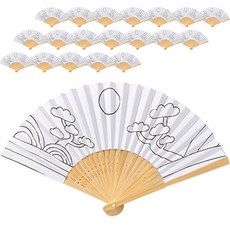 minhwashop 合竹扇摺扇製作入門款 SDPPP001, 20個, 日月五峰圖(SDPPP0015)