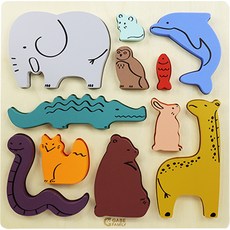 GabeFamily TokTok動物拼圖板拼圖, 1個, 11件
