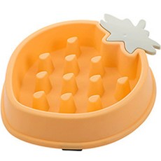 퍼플펫 반려동물 프룻 급체방지 식기 딸기, 옐로우, 1개