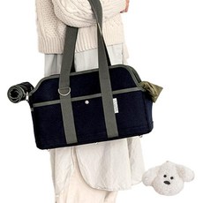 바잇미 반려동물 이동 잇백, 네이비(가방), 화이트(강아지 참)