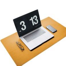 7A 양면 가죽 데스크매트 마우스 패드, 오렌지 + 라이트브라운