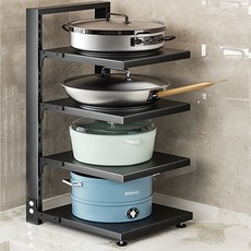 CK Living平底鍋收納架 4層, 黑色