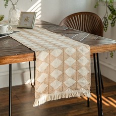 Homeflow 鑽石圖案桌旗, 米色, 35 x 120 cm