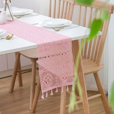 Homeflow 宮廷蕾絲復古桌旗, 粉紅色, 24 x 140 cm