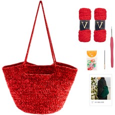 yarna 브이 DIY 벨벳포켓백 + 바늘 부자재 세트, 1세트, 21 레드