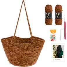 yarna 브이 DIY 벨벳포켓백 + 바늘 부자재 세트, 1세트, 6 골드브라운