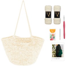 yarna 브이 DIY 벨벳포켓백 + 바늘 부자재 세트, 1세트, 31 크림색