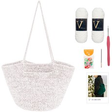 yarna 브이 DIY 벨벳포켓백 + 바늘 부자재 세트, 1세트, 1 화이트