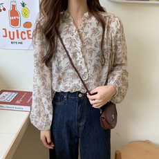 Dubom 女性小碎花荷葉邊上衣