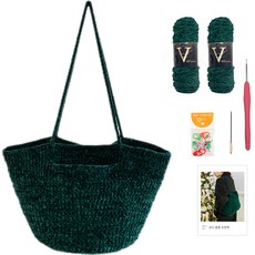yarna 브이 DIY 벨벳포켓백 + 바늘 부자재 세트, 1세트, 10 다크그린