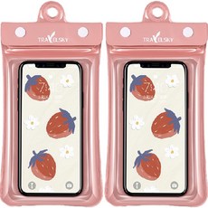 뽀르픽 4중 밀봉 물놀이 다용도 스마트폰 방수팩 M, 핑크, 2개