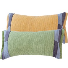 SARANG YEGAM 棉質拼接蕎麥枕 2入, 黃色+綠色, 1個