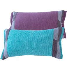 SARANG YEGAM 棉質拼接蕎麥枕 2入, 紫色+天空藍, 1組