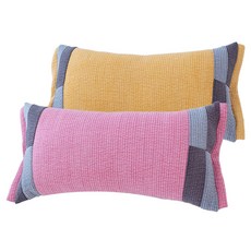 SARANG YEGAM 棉質拼接蕎麥枕 2入, 黃色+粉紅色, 1組