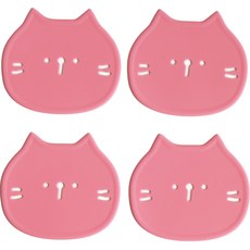 ade.l 貓咪矽膠杯墊 4入, 奶油粉, 1套