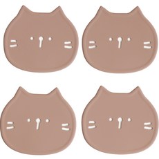 에이드엘 고양이 실리콘 컵받침 4p, 브릭레드, 1세트