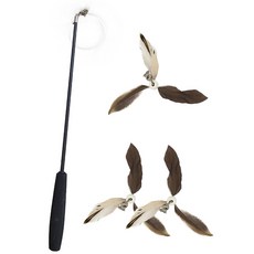 TTPet 貓咪三節釣竿 + 旋轉羽毛補充玩具3入組, 1套, 混合色