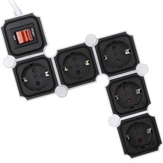 TETRIS 俄羅斯方塊 設計款多孔插座 5孔 白色 + 黑色, 1.5m, 1個