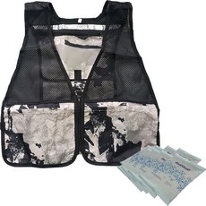 網狀型夏季工作冰背心+冰袋 8入, 米黑（背心）