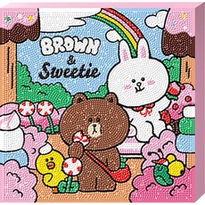 KML Holdings 3D 畫框型 Sweets LINE FRIENDS 圓形 DIY 鑽石畫 25 x 25 cm