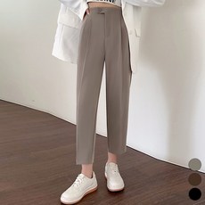 페이퍼먼츠 여성용 클립 단추 밴딩 허리 9부 슬랙스 03862